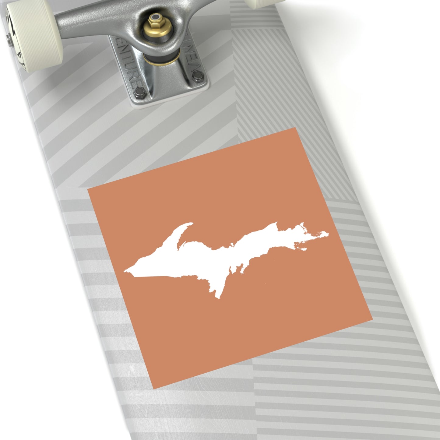 Michigan Upper Peninsula Square Sticker (Copper Color w/ UP Outline) | Indoor/Outdoor