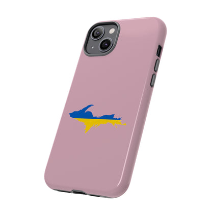 Michigan Upper Peninsula Tough Phone Case (Pink w/ UP Ukraine Flag Outline) | Apple iPhone