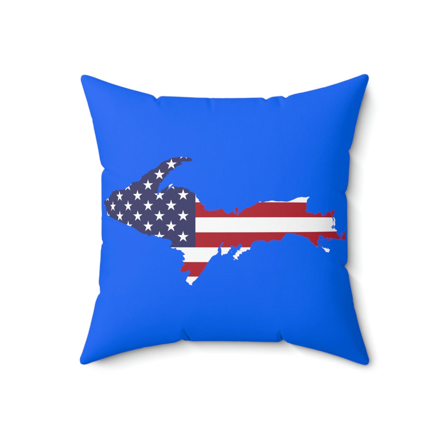 Michigan Upper Peninsula Accent Pillow (w/ UP USA Flag Outline) | Motor Town Blue