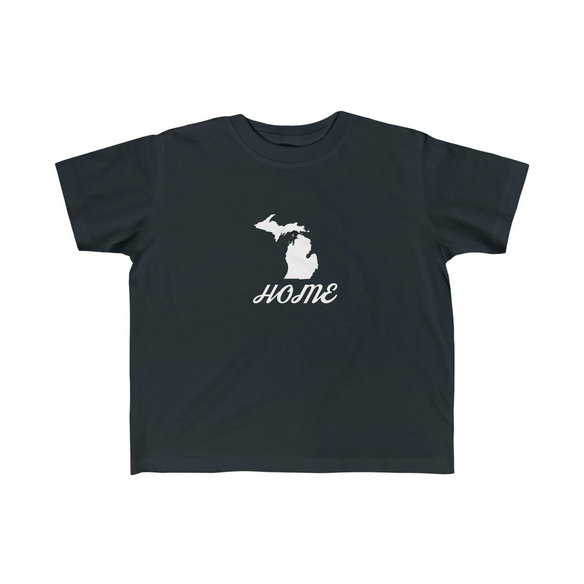 Michigan 'Home'' T-Shirt  (Retro Script Font) | Toddler Short Sleeve - Circumspice Michigan