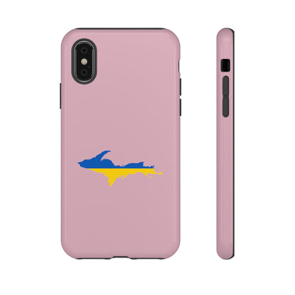 Michigan Upper Peninsula Tough Phone Case (Pink w/ UP Ukraine Flag Outline) | Apple iPhone