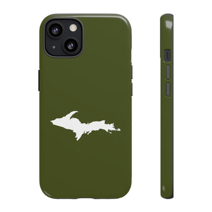 Michigan Upper Peninsula Tough Phone Case (Army Green w/ UP Outline) | Apple iPhone