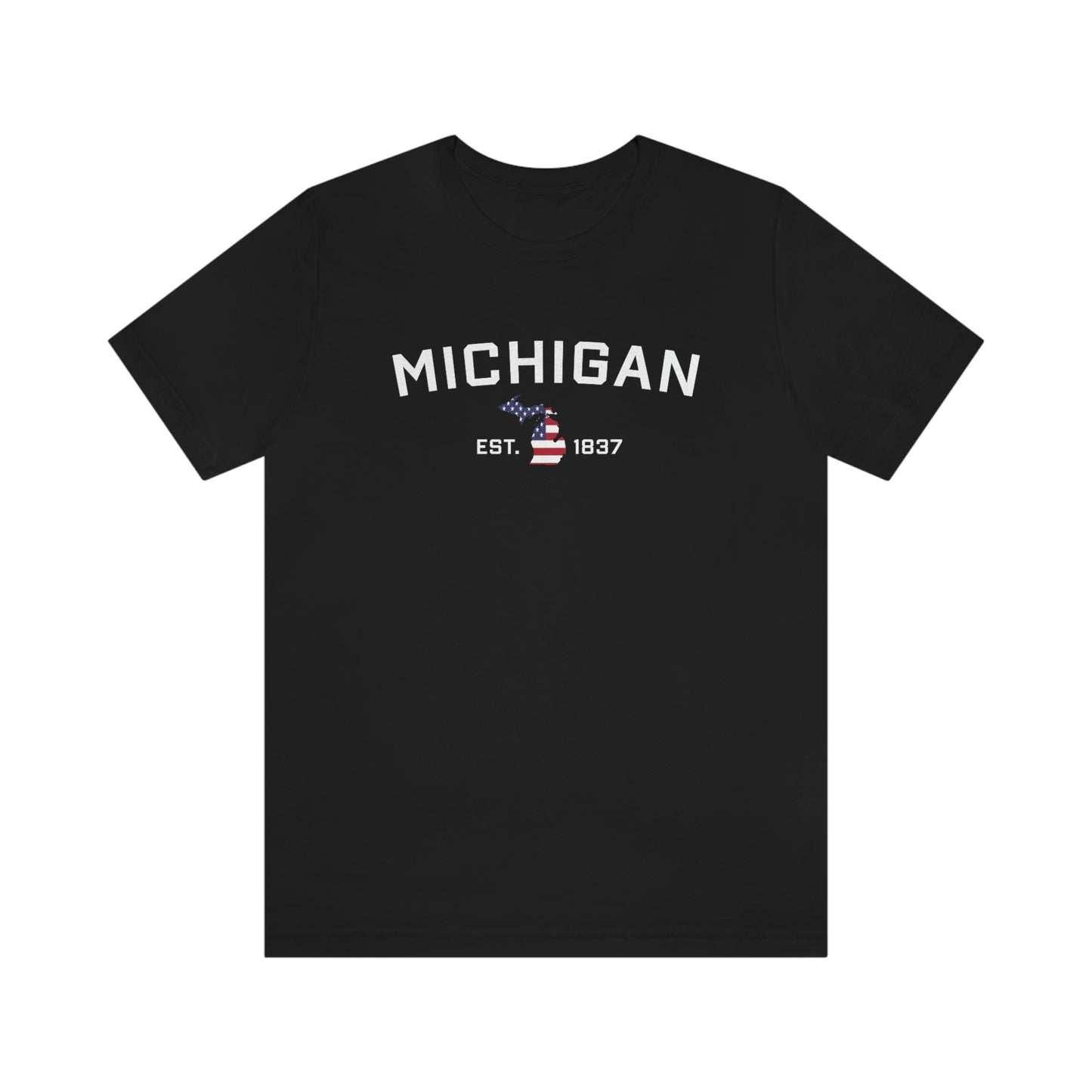 'Michigan EST 1837'' T-Shirt (w/ MI USA Flag Outline) | Unisex Standard Fit