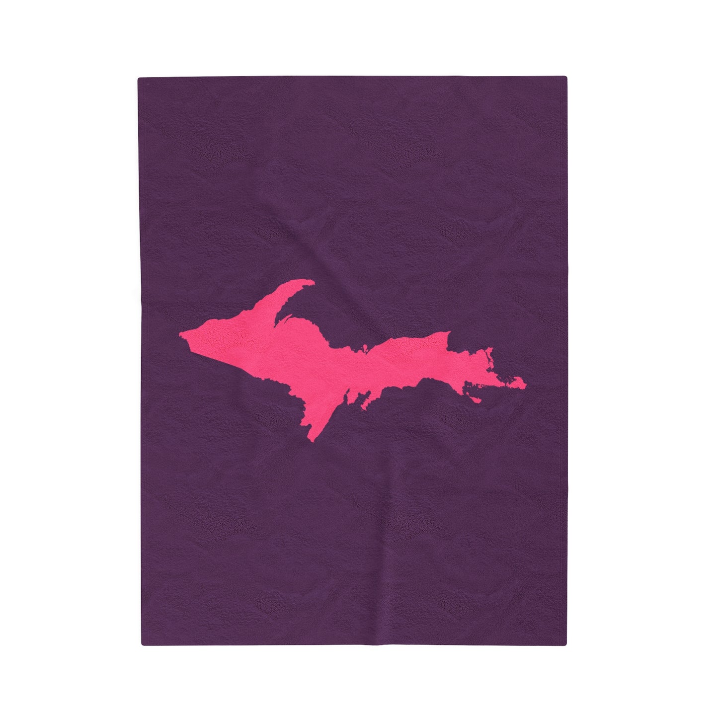 Michigan Upper Peninsula Plush Blanket (w/ Pink UP Outline) | Plum