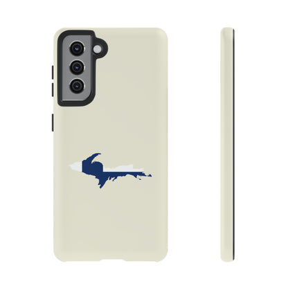 Michigan Upper Peninsula Tough Phone Case (Ivory Color w/ UP Finland Flag Outline) | Samsung & Pixel Android