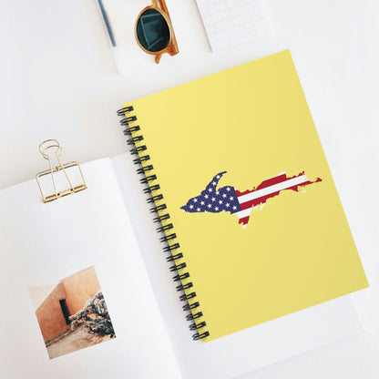 Michigan Upper Peninsula Spiral Notebook (w/ UP USA Flag Outline) | Cherry Yellow