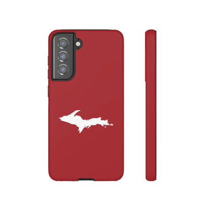 Michigan Upper Peninsula Tough Phone Case (Thimbleberry Red w/ UP Outline) | Samsung & Pixel Android