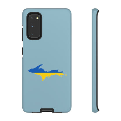 Michigan Upper Peninsula Tough Phone Case (Opal Blue w/ UP Ukraine Flag Outline) | Samsung & Pixel Android