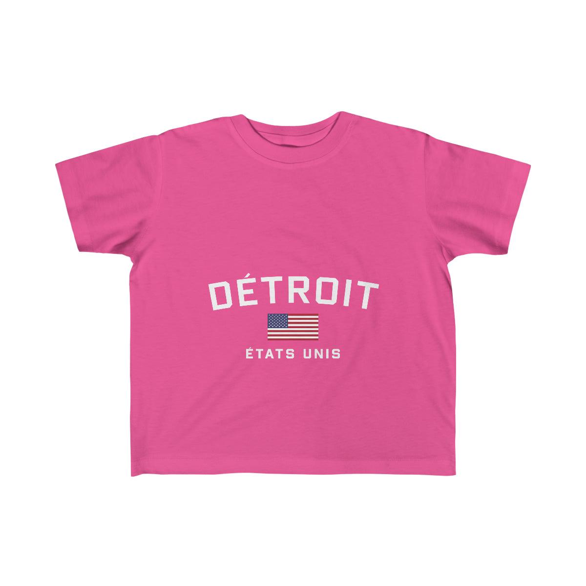 'Détroit États Unis' T-Shirt (w/USA Flag Outline) | Toddler Short Sleeve - Circumspice Michigan