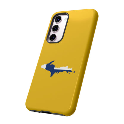 Michigan Upper Peninsula Tough Phone Case (Gold w/ UP Finland Flag Outline) | Samsung & Pixel Android