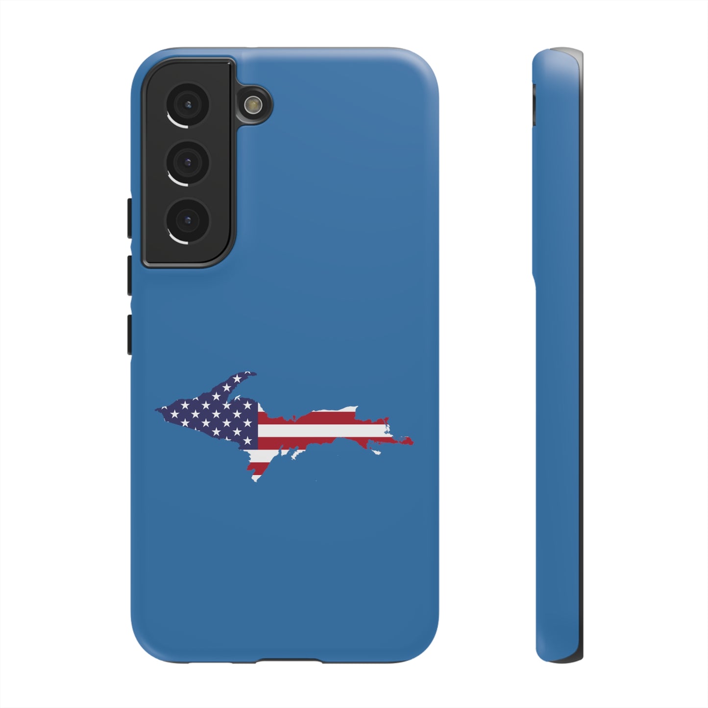 Michigan Upper Peninsula Tough Phone Case (Lake Superior Blue w/ UP USA Flag Outline) | Samsung & Pixel Android