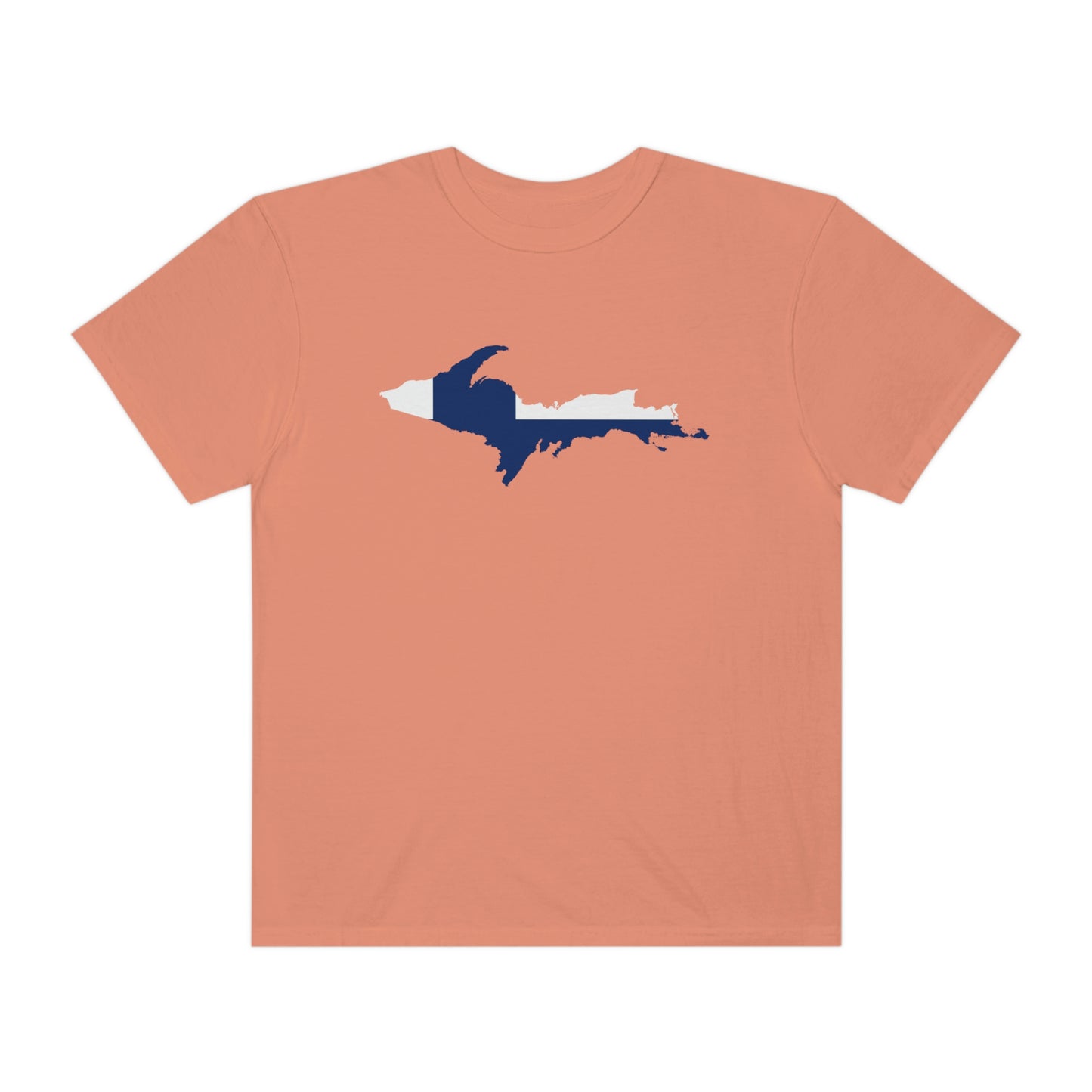 Michigan Upper Peninsula T-Shirt (w/ UP Finland Flag Outline) | Unisex Garment-Dyed