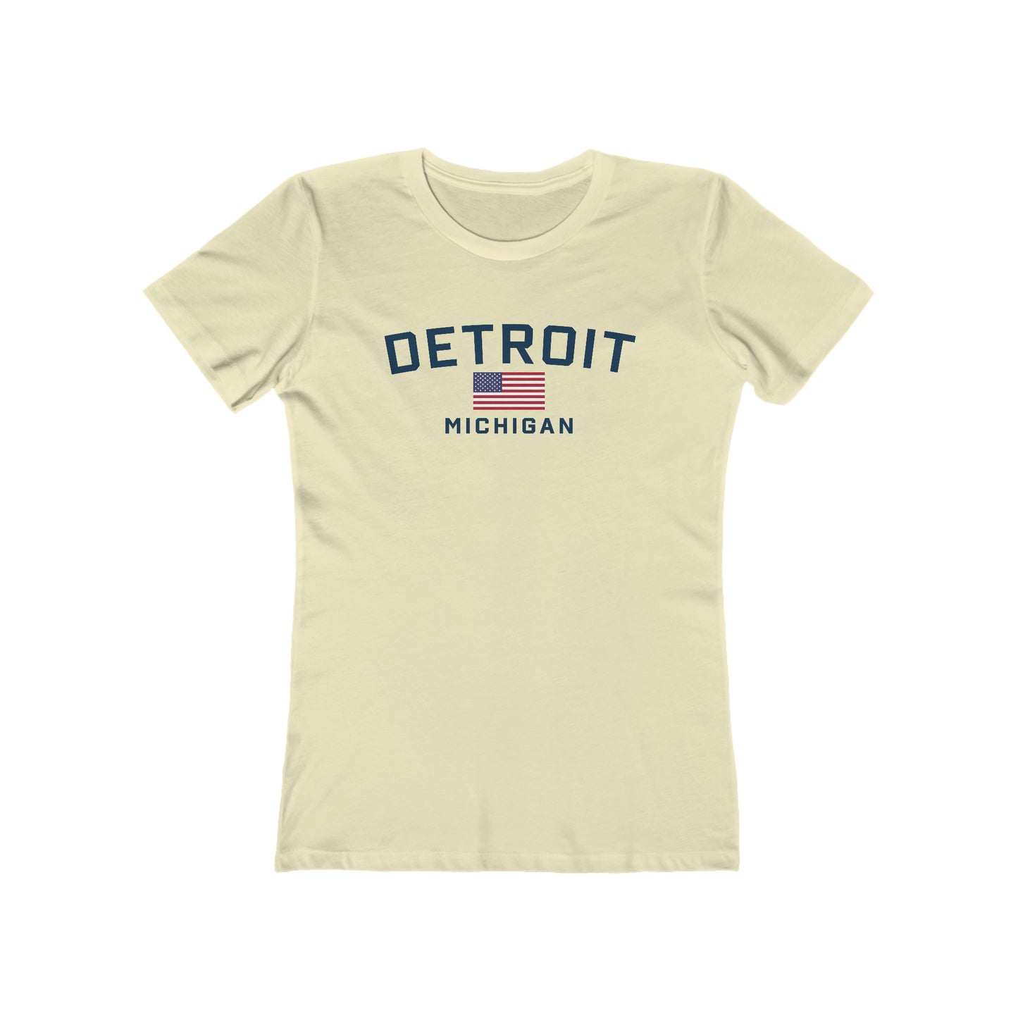 'Detroit Michigan' T-Shirt (w/USA Flag Outline) | Women's Boyfriend Cut