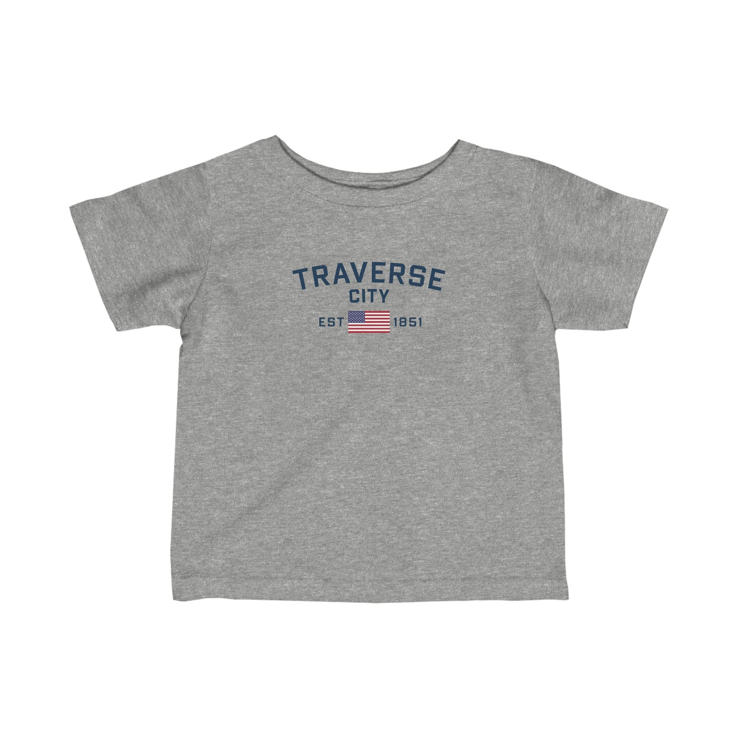 'Traverse City EST 1851' T-Shirt (w/USA Flag Outline) |  Infant Short Sleeve