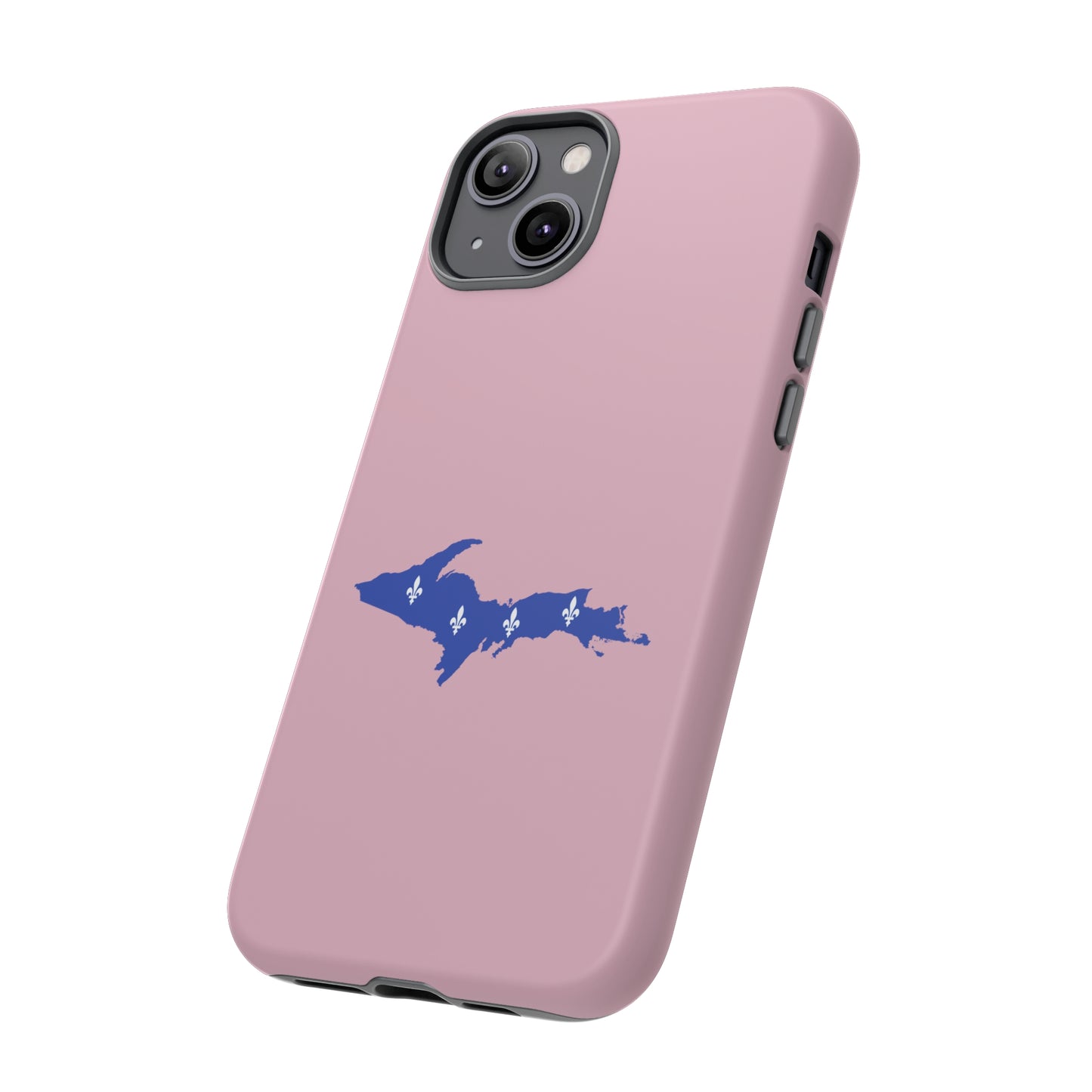 Michigan Upper Peninsula Tough Phone Case (Pink w/ UP Quebec Flag Outline) | Apple iPhone