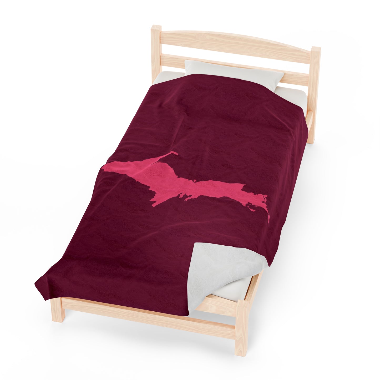 Michigan Upper Peninsula Plush Blanket (w/ Pink UP Outline) | Ruby Red