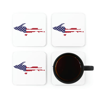 Michigan Upper Peninsula Coaster Set (w/ UP USA Flag Outline) | Corkwood - 4 pack