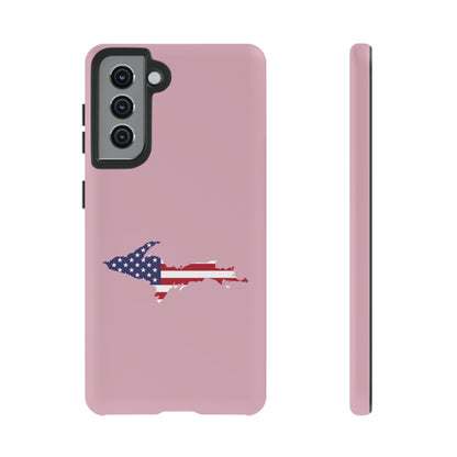 Michigan Upper Peninsula Tough Phone Case (Pink w/ UP USA Flag Outline) | Samsung & Pixel Android