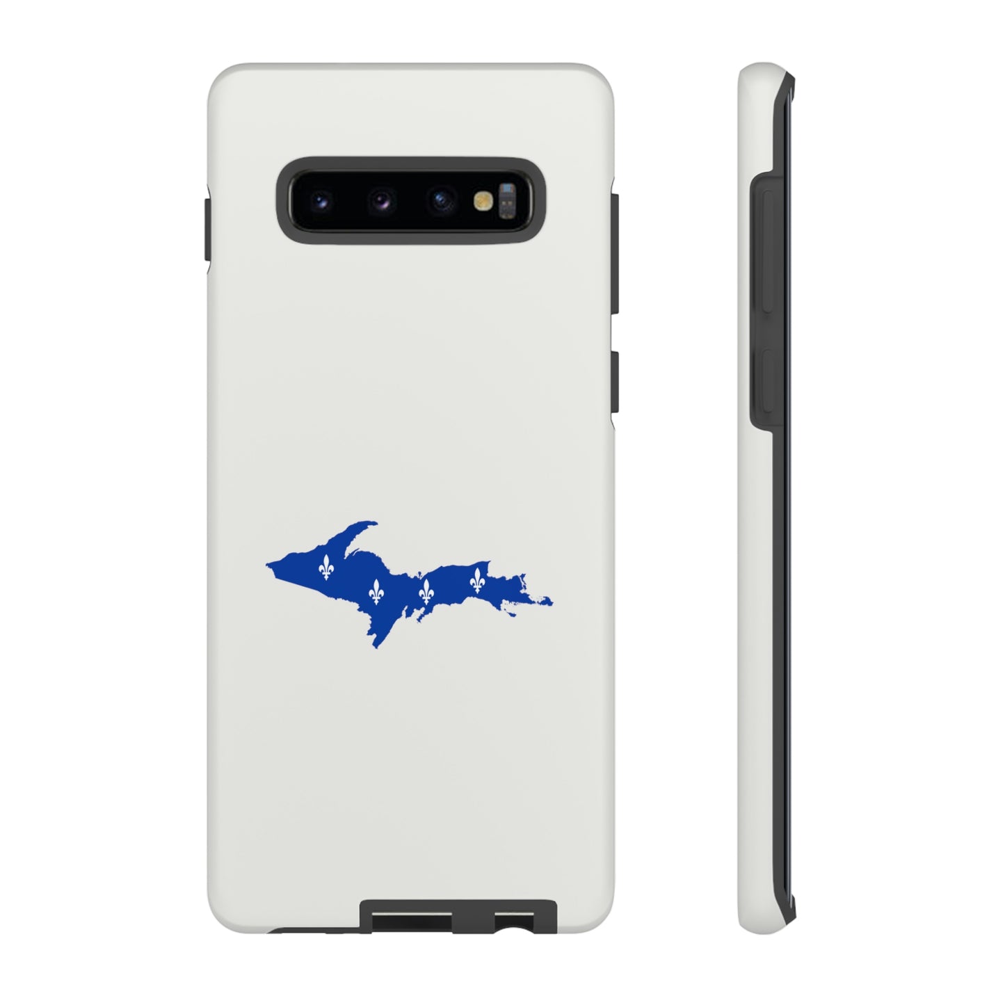 Michigan Upper Peninsula Tough Phone Case (Birch Bark White w/ UP Quebec Flag Outline) | Samsung & Pixel Android