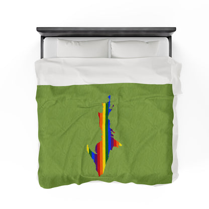 Michigan Upper Peninsula Plush Blanket (w/ UP Pride Flag Outline) | Gooseberry Green