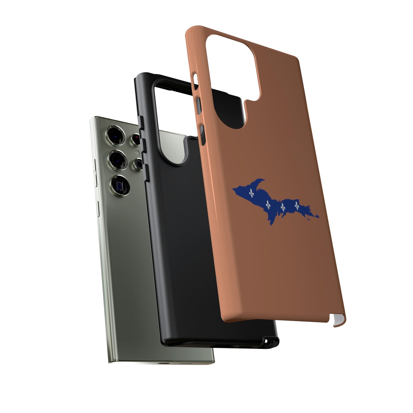 Michigan Upper Peninsula Tough Phone Case (Copper Color w/ UP Quebec Flag Outline) | Samsung & Pixel Android