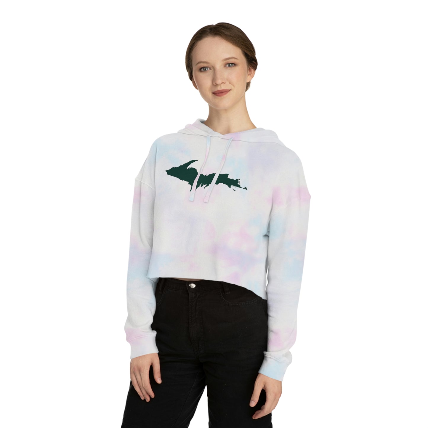 Michigan Upper Peninsula Hoodie (w/ Green UP Outline) | Lightweight Cropped