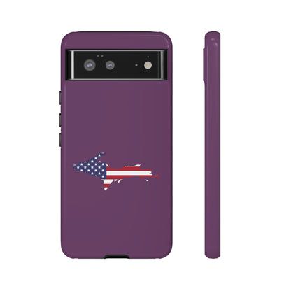 Michigan Upper Peninsula Tough Phone Case (Plum w/ UP USA Flag Outline) | Samsung & Pixel Android