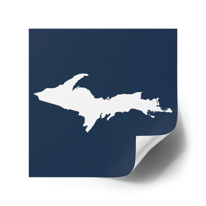 Michigan Upper Peninsula Square Sticker (Navy w/ UP Outline) | Indoor/Outdoor