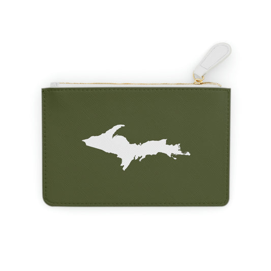 Michigan Upper Peninsula Mini Clutch Bag (Army Green w/ UP Outline)