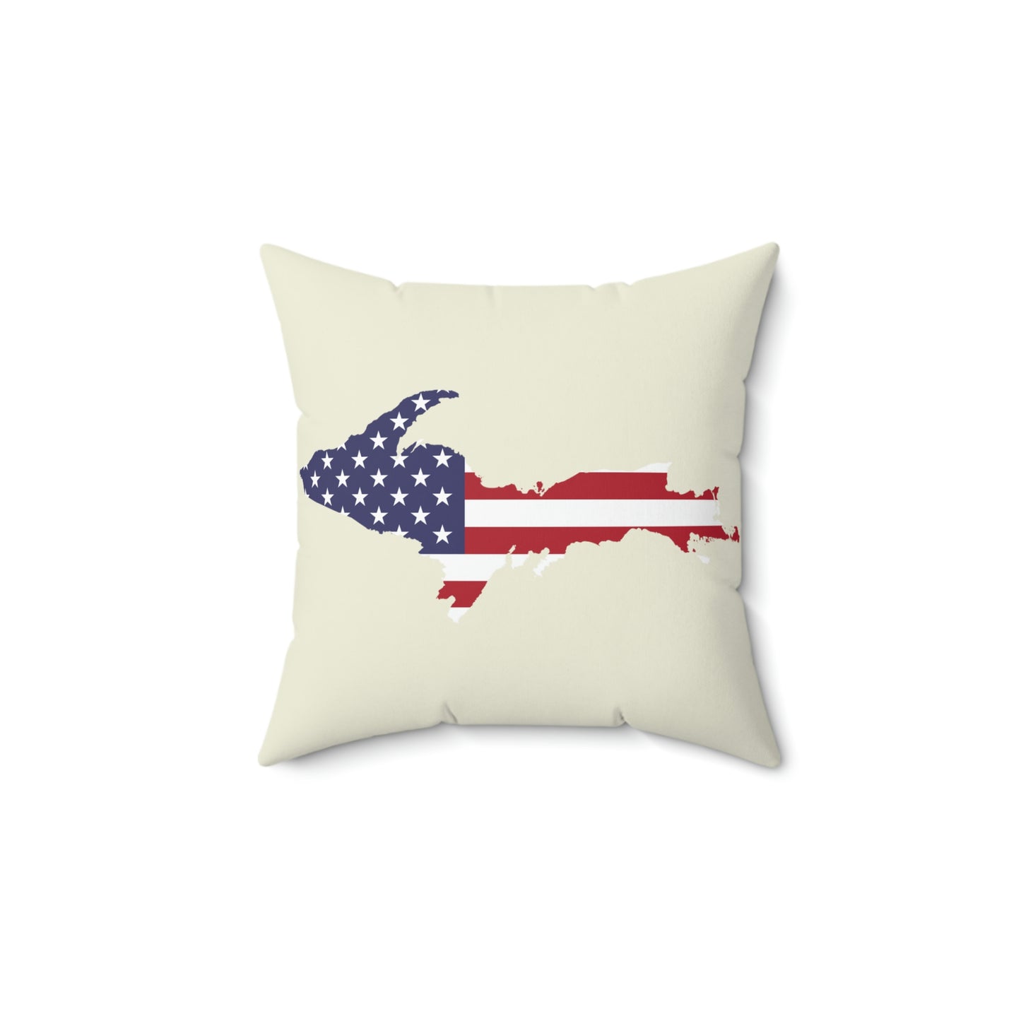 Michigan Upper Peninsula Accent Pillow (w/ UP USA Flag Outline) | Ivory White