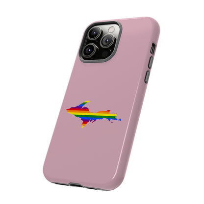 Michigan Upper Peninsula Tough Phone Case (Pink w/ UP Pride Flag Outline) | Apple iPhone