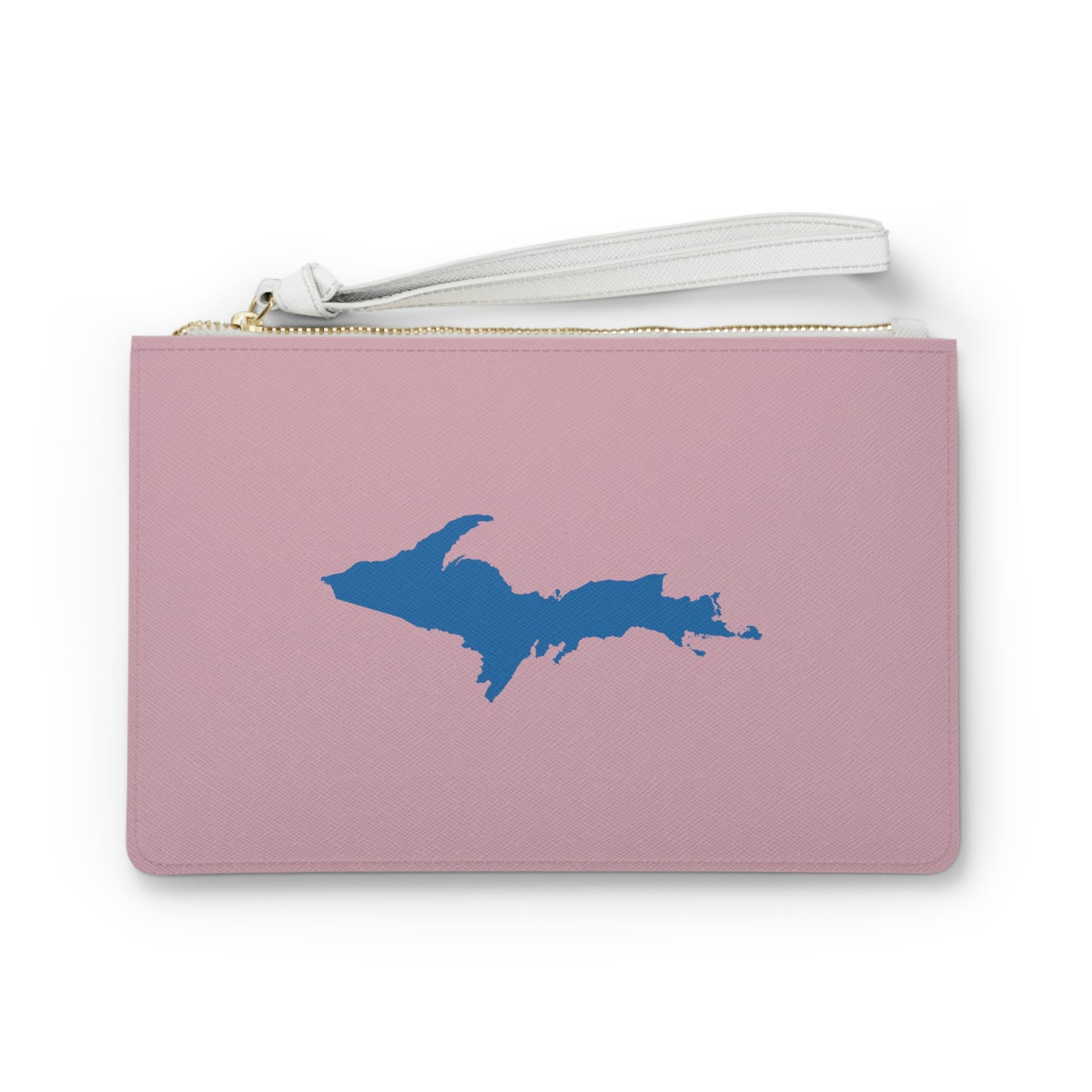 Michigan Upper Peninsula Clutch Bag (Pink w/ Azure UP Outline)