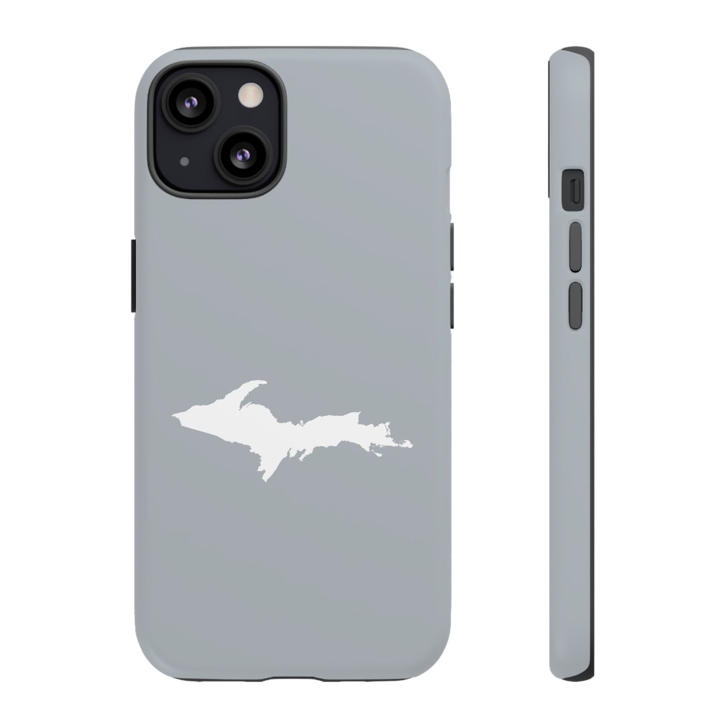 Michigan Upper Peninsula Tough Phone Case (Silver w/ UP Outline) | Apple iPhone