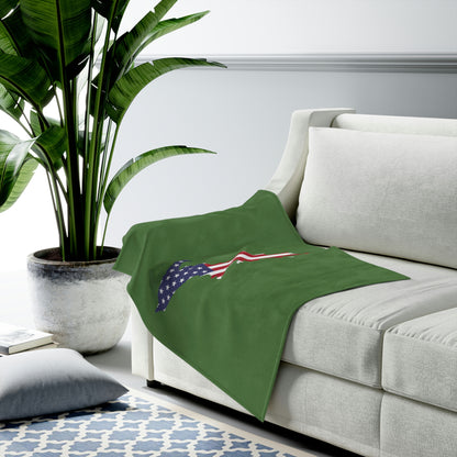 Michigan Upper Peninsula Plush Blanket (w/ UP USA Flag Outline) | Pine Green