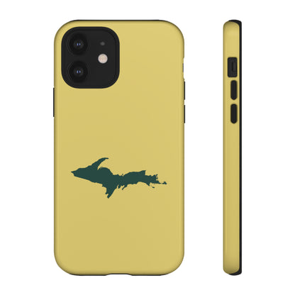 Michigan Upper Peninsula Tough Phone Case (Plum Yellow w/ Green UP Outline) | Apple iPhone