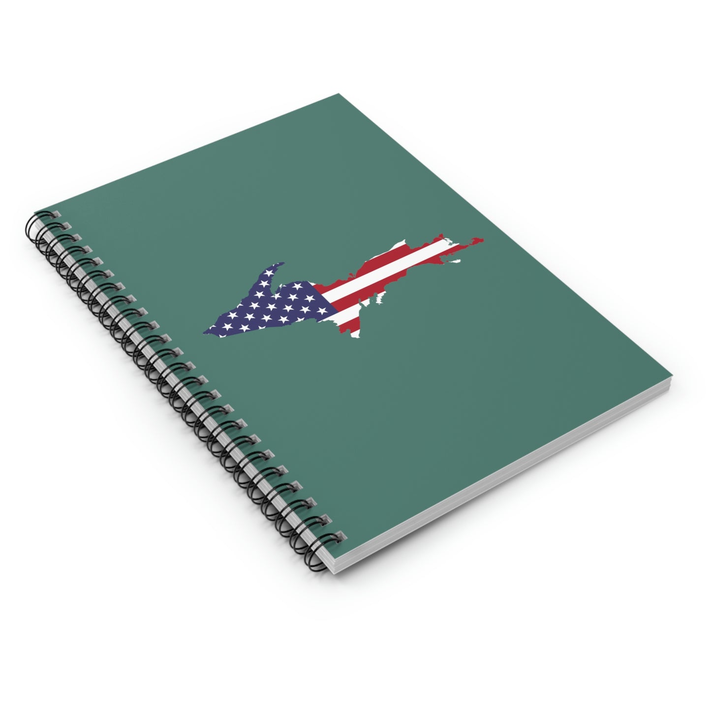 Michigan Upper Peninsula Spiral Notebook (w/ UP USA Flag Outline) | Copper Green