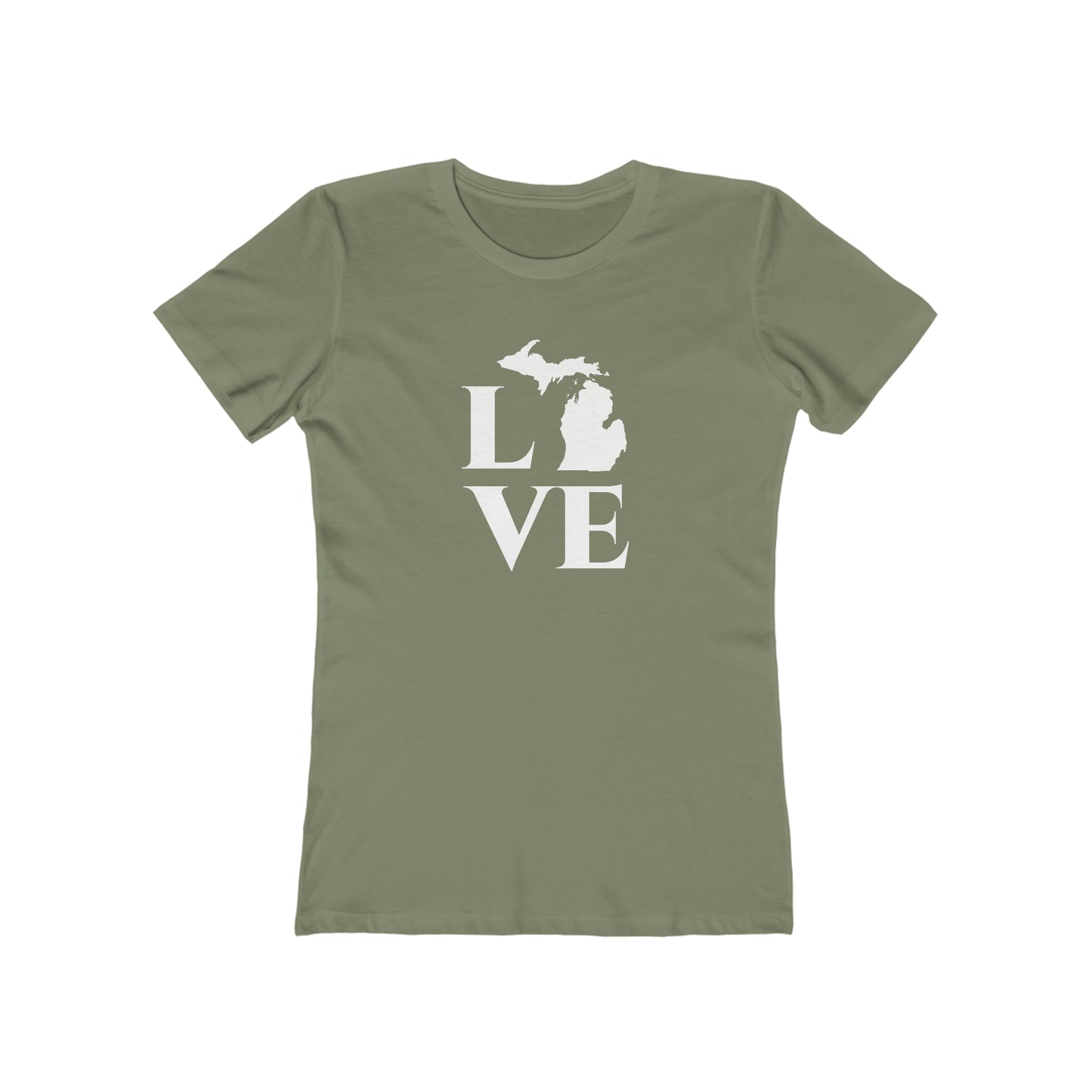 Michigan 'Love' T-Shirt (Roman Serif Font) | Women's Boyfriend Cut