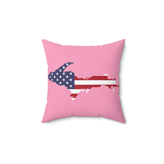 Michigan Upper Peninsula Accent Pillow (w/ UP USA Flag Outline) | '67 Caddie Pink