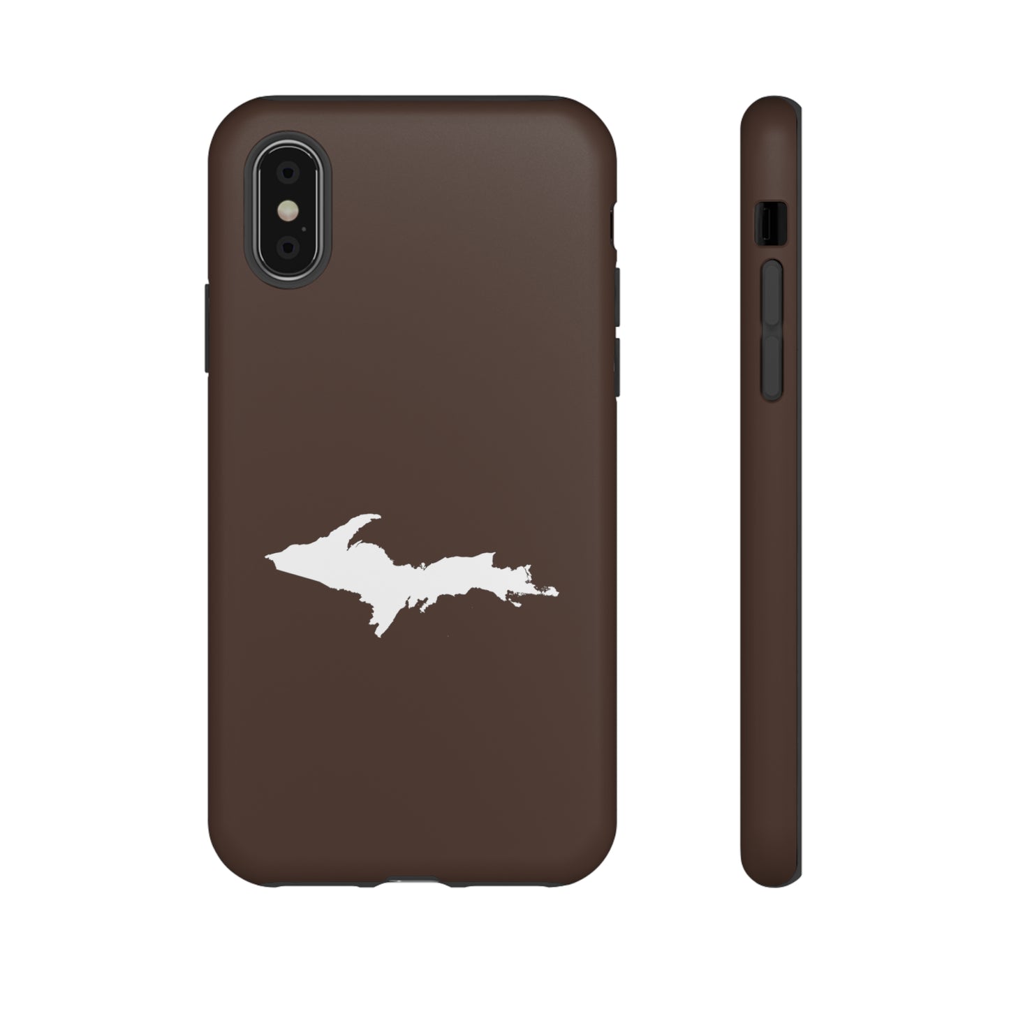 Michigan Upper Peninsula Tough Phone Case (Hickory Color w/ UP Outline) | Apple iPhone