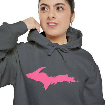 Michigan Upper Peninsula Hoodie (w/ Pink UP Outline) | Unisex Garment-Dyed