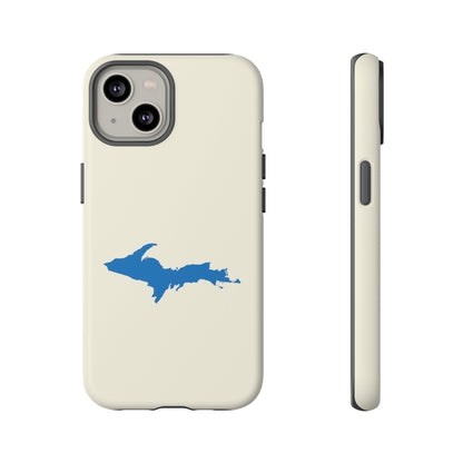 Michigan Upper Peninsula Tough Phone Case (Ivory Color w/ Azure UP Outline) | Apple iPhone