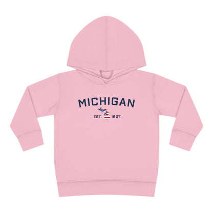 'Michigan EST 1837' Hoodie (With MI USA Flag Outline) | Unisex Toddler