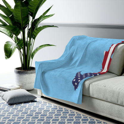 Michigan Upper Peninsula Plush Blanket (w/ UP USA Flag Outline) | DTW Blue