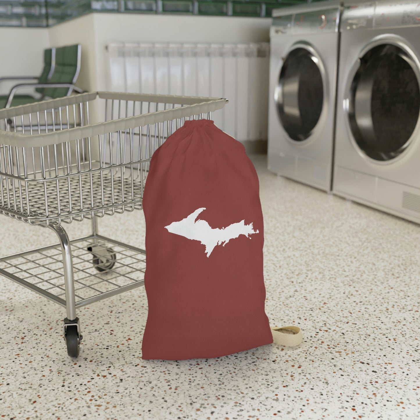 Michigan Upper Peninsula Laundry Bag (Ore Dock Red w/ UP Outline)