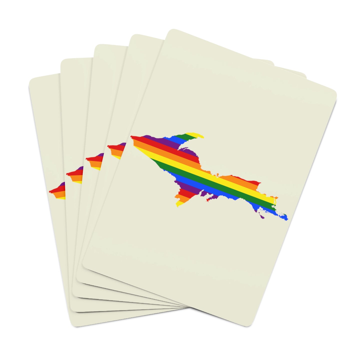 Michigan Upper Peninsula Poker Cards (Ivory Color w/ UP Pride Flag Outline)