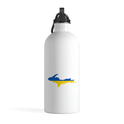 Michigan Upper Peninsula Water Bottle (w/ UP Ukraine Flag Outline) | 14oz Stainless Steel