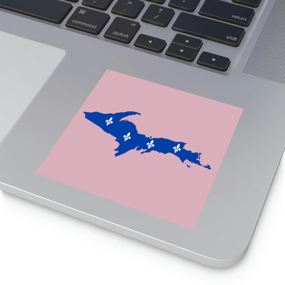 Michigan Upper Peninsula Square Sticker (Pink w/ UP Quebec Flag Outline) | Indoor/Outdoor