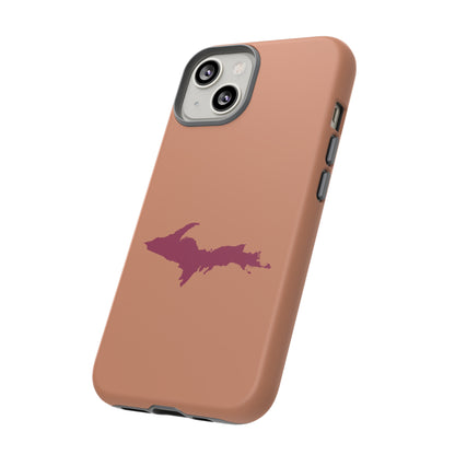 Michigan Upper Peninsula Tough Phone Case (Copper Color w/ Ruby UP Outline) | Apple iPhone