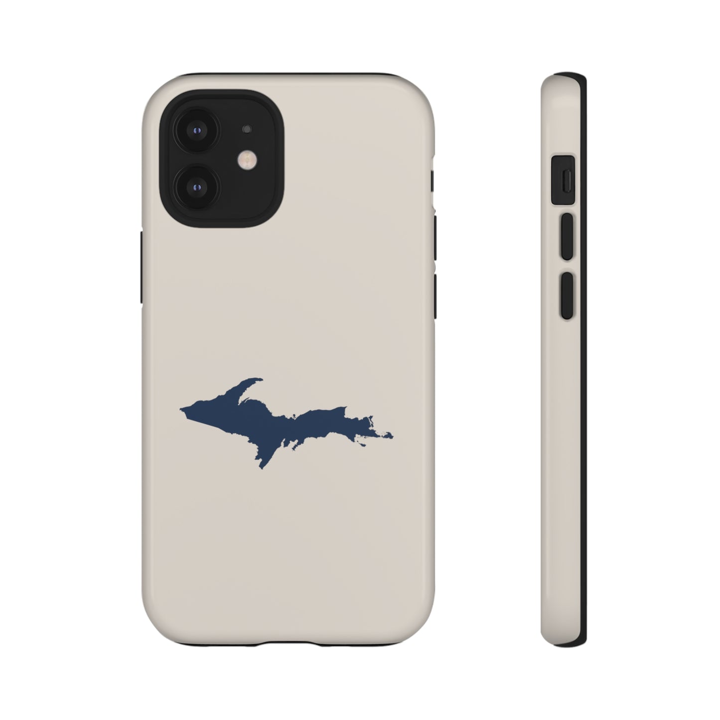 Michigan Upper Peninsula Tough Phone Case (Canvas Color w/ UP Outline) | Apple iPhone