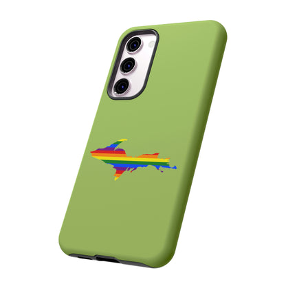 Michigan Upper Peninsula Tough Phone Case (Gooseberry Green w/ UP Pride Flag Outline) | Samsung & Pixel Android